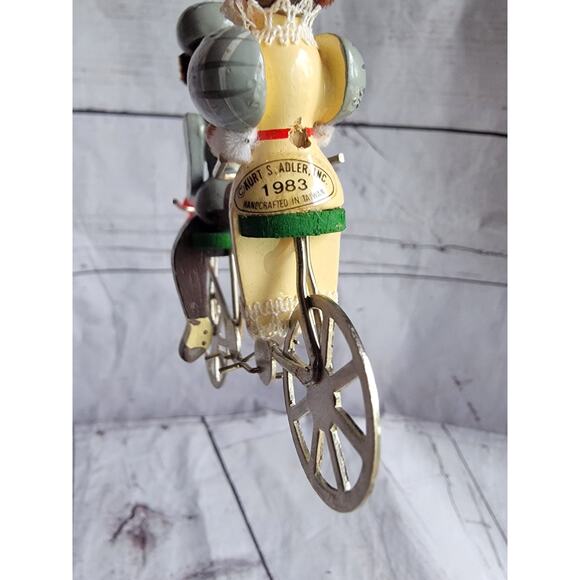 Vintage Kurt S Adler Wood Christmas Ornament 1983 Couple on Tandem Bicycle - Picture 7 of 9